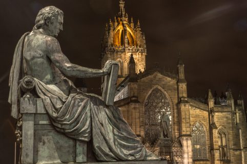 David Hume statue and St Giles Cathedral, High Street copy